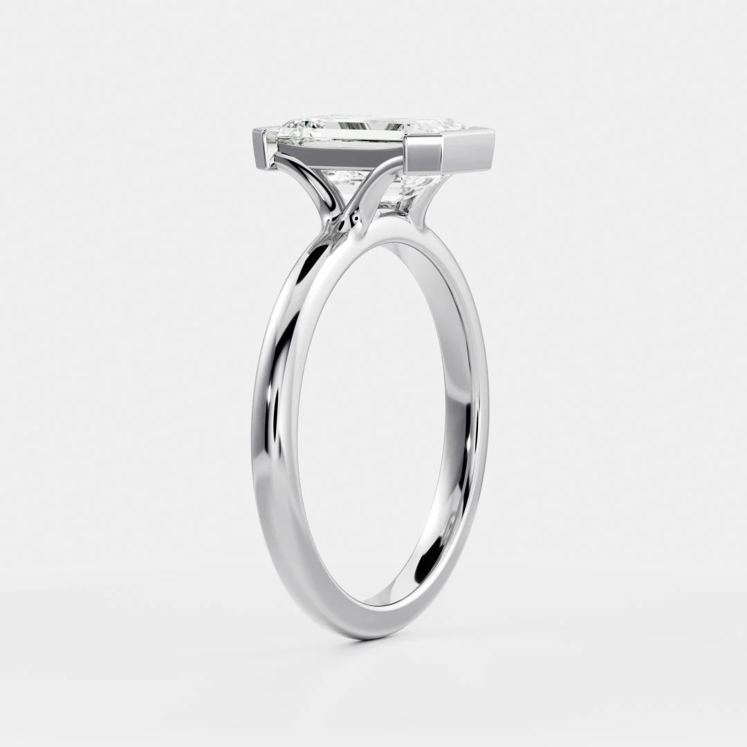 The Audrey Ring - Emerald Half Bezel Solitaire - Image 10
