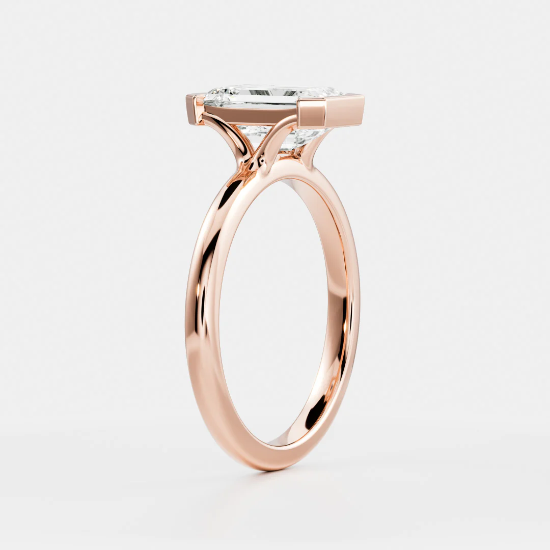 The Audrey Ring - Emerald Half Bezel Solitaire - Image 11