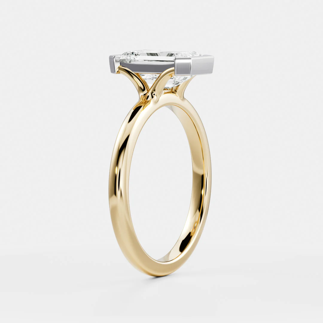 The Audrey Ring - Emerald Half Bezel Solitaire - Image 12