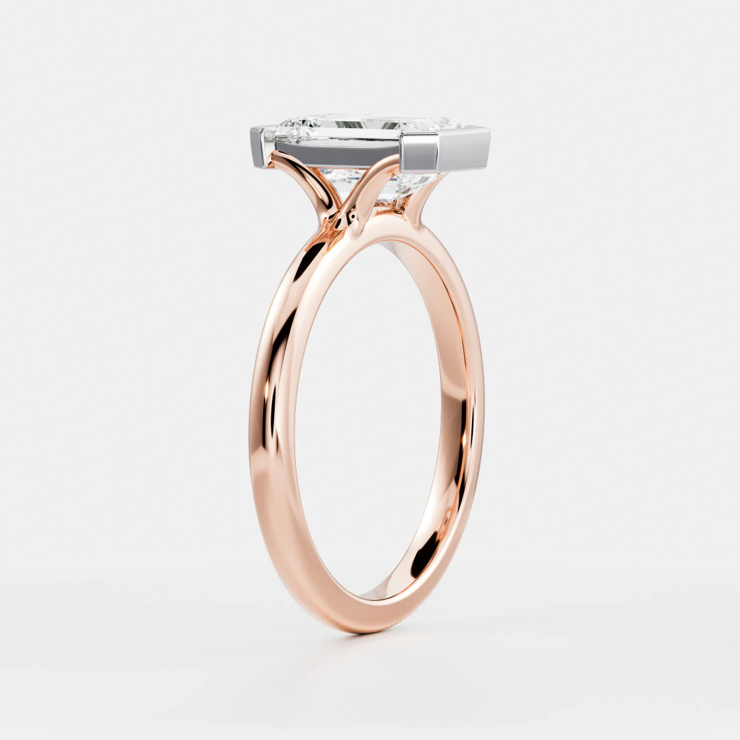 The Audrey Ring - Emerald Half Bezel Solitaire - Image 13