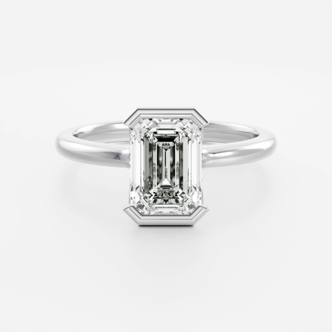 The Audrey Ring - Emerald Half Bezel Solitaire - Image 5