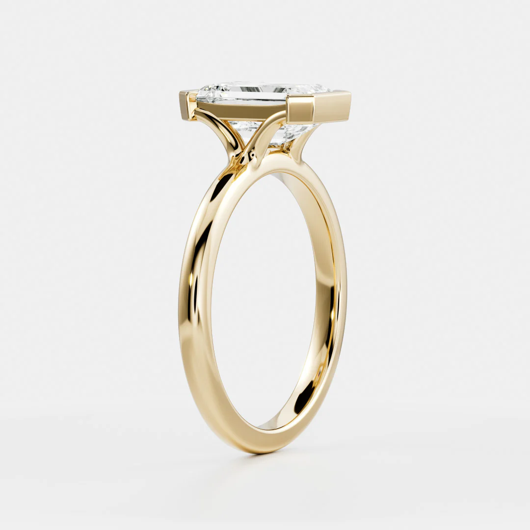 The Audrey Ring - Emerald Half Bezel Solitaire - Image 9