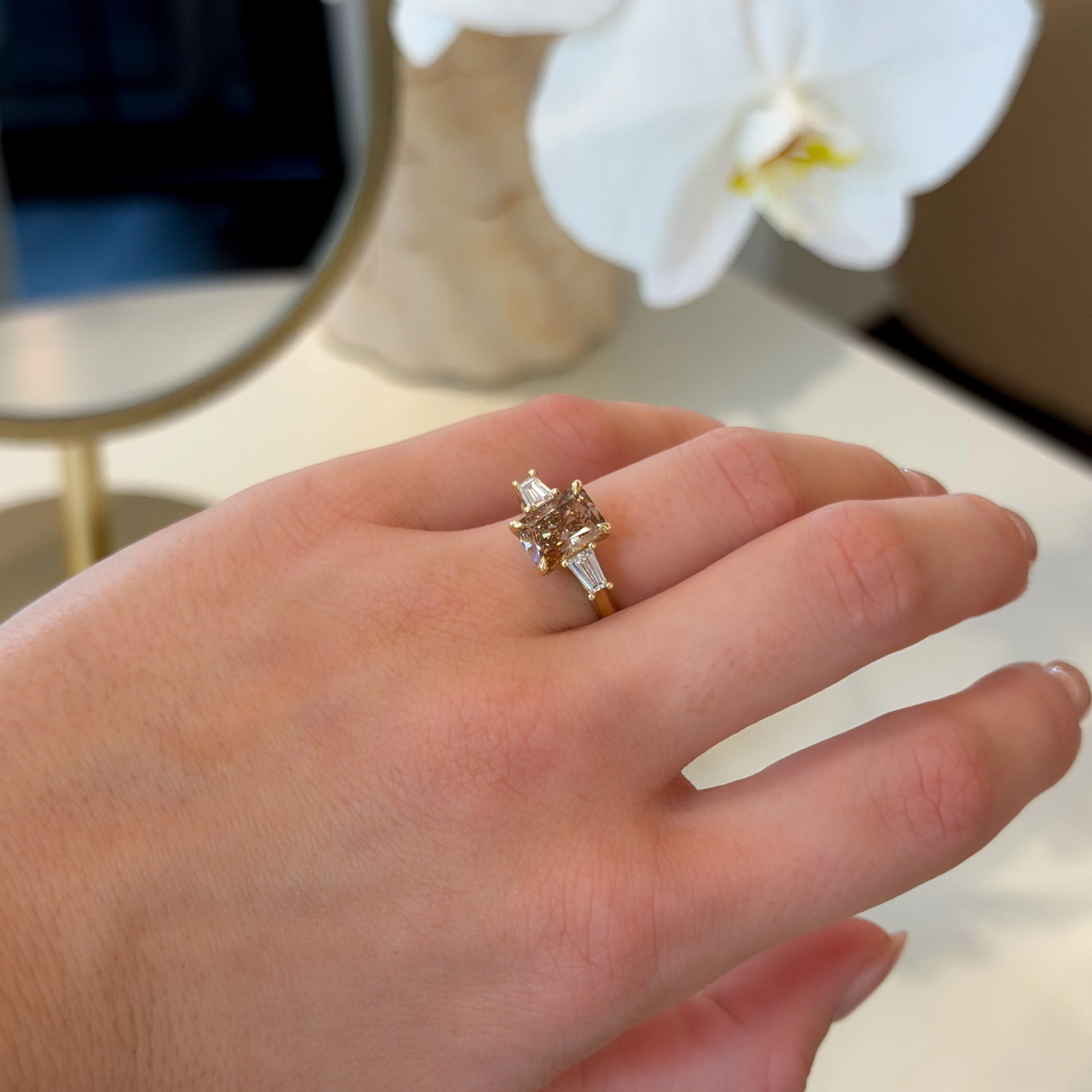 The Elina Ring - 2.02ct Radiant and Tapered Baguette Trilogy - Image 3