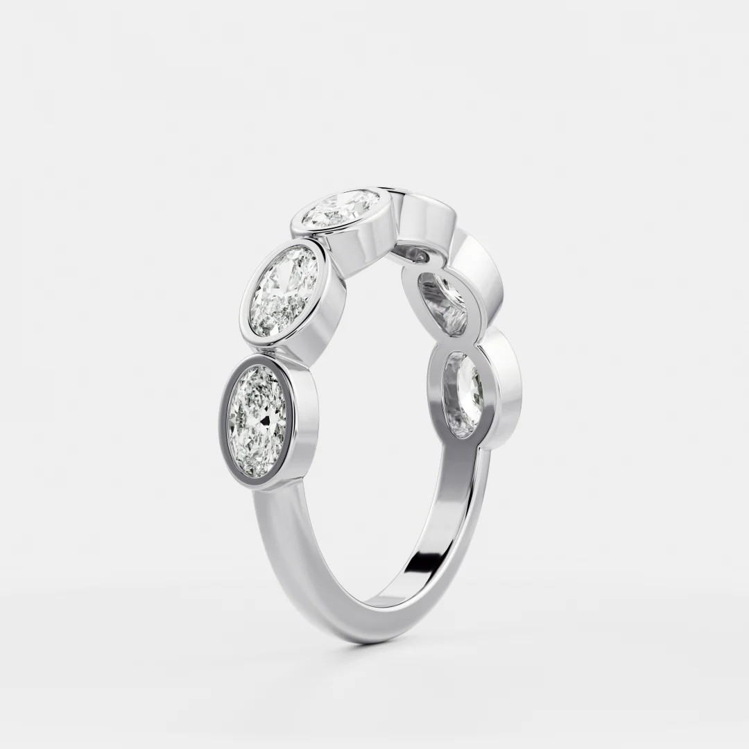 The Harper Ring - Horizontal Oval Bezel Wedding Ring - Image 10