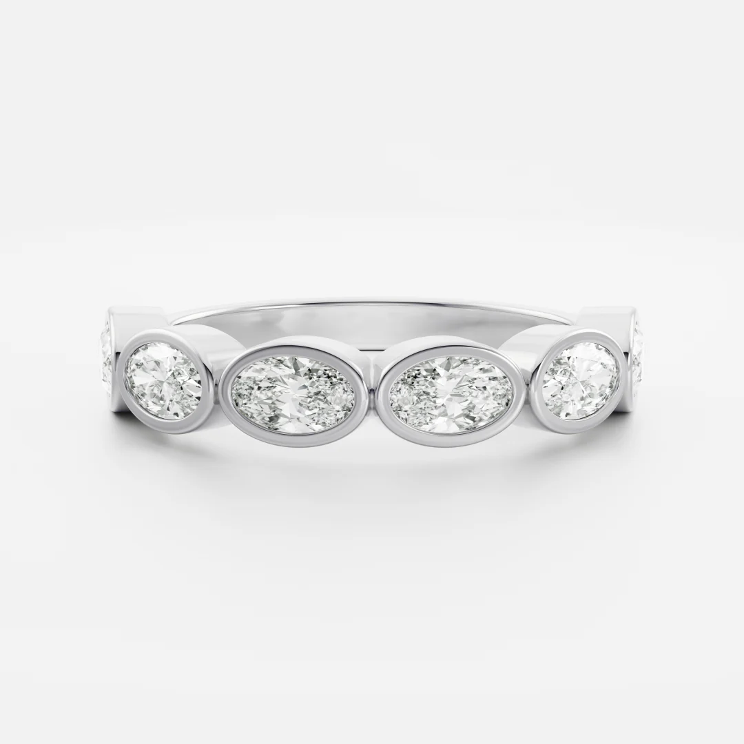 The Harper Ring - Horizontal Oval Bezel Wedding Ring - Image 7
