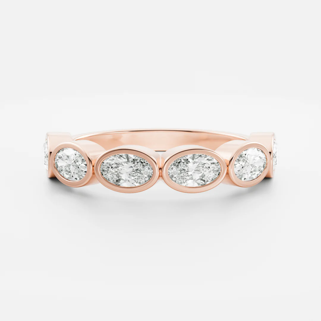 The Harper Ring - Horizontal Oval Bezel Wedding Ring - Image 8
