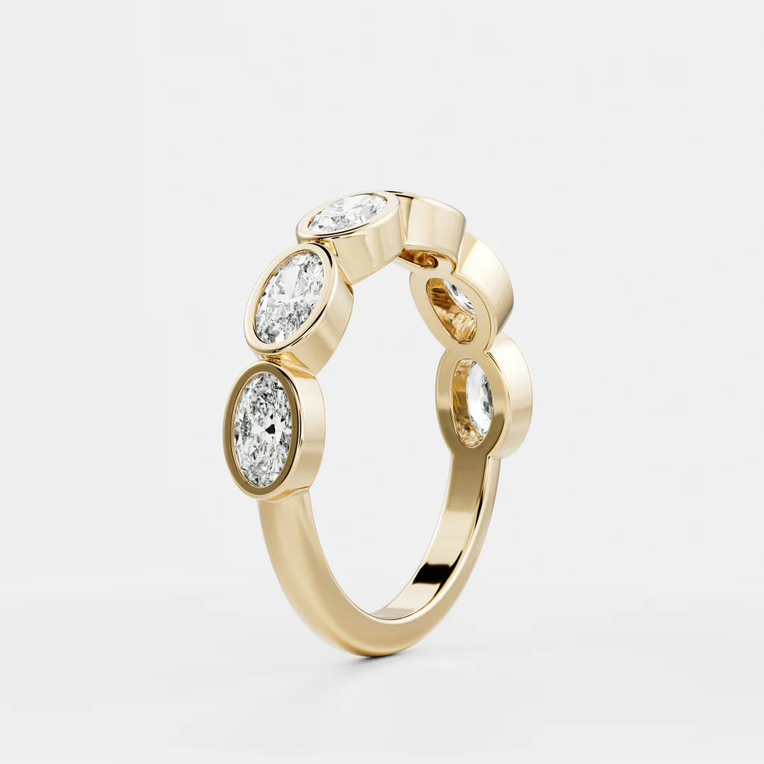 The Harper Ring - Horizontal Oval Bezel Wedding Ring - Image 9
