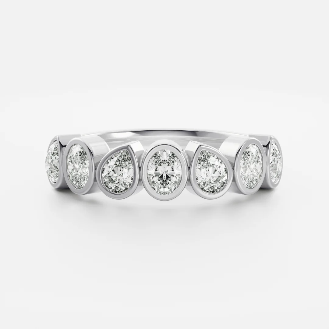 The Harper Ring - Pear and Oval Bezel Wedding Ring - Image 4