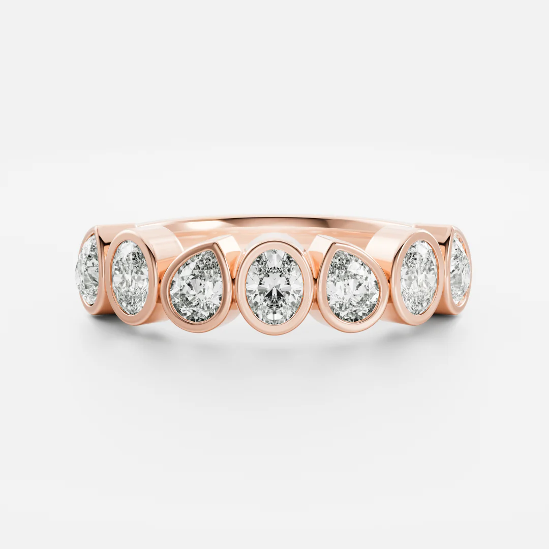 The Harper Ring - Pear and Oval Bezel Wedding Ring - Image 5