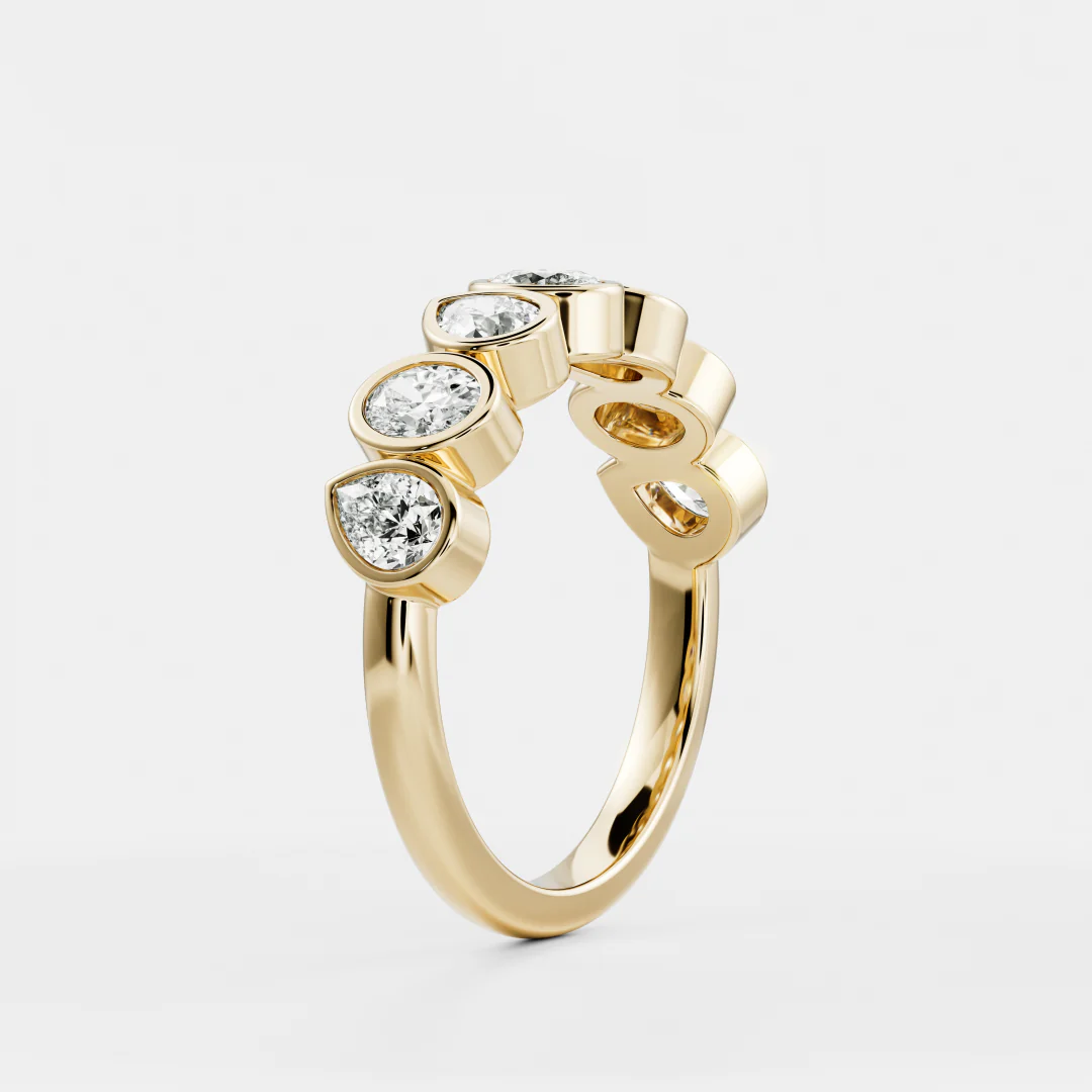 The Harper Ring - Pear and Oval Bezel Wedding Ring - Image 6