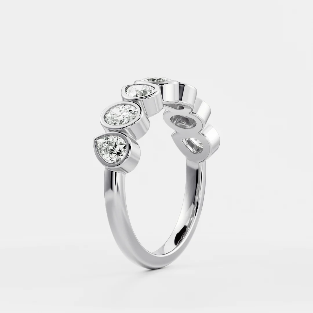 The Harper Ring - Pear and Oval Bezel Wedding Ring - Image 7