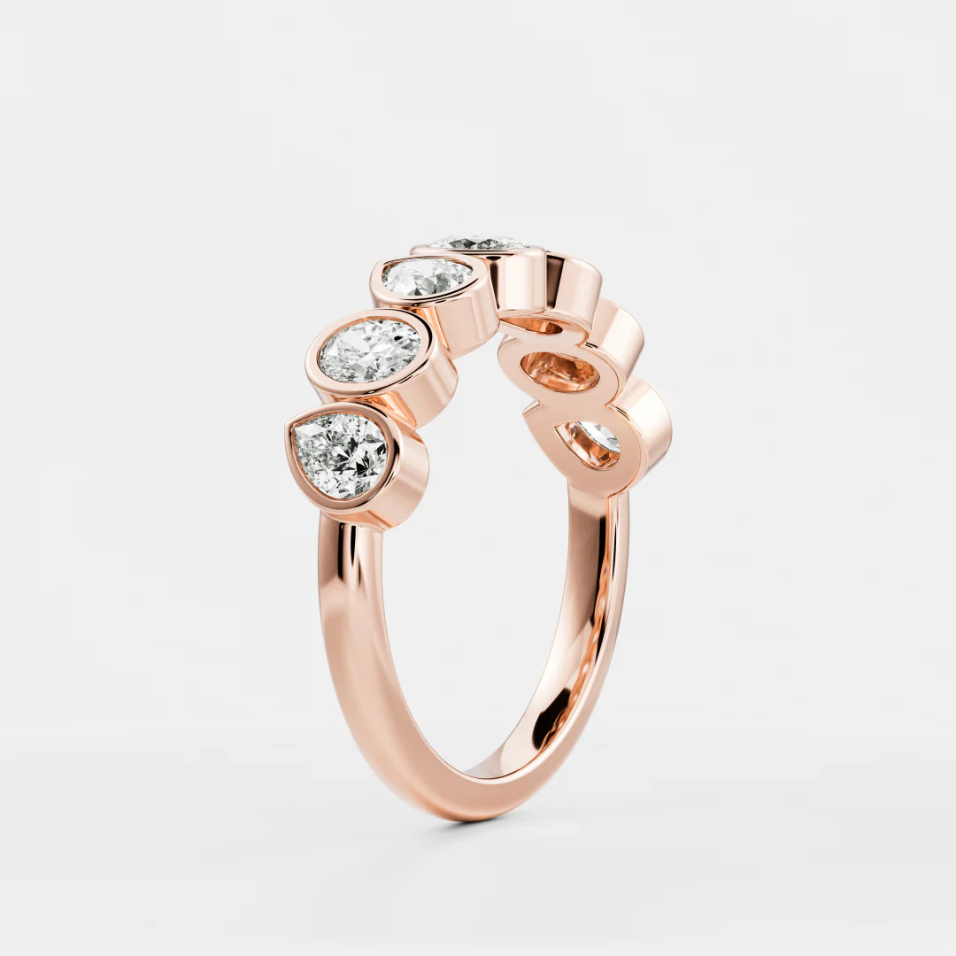 The Harper Ring - Pear and Oval Bezel Wedding Ring - Image 8