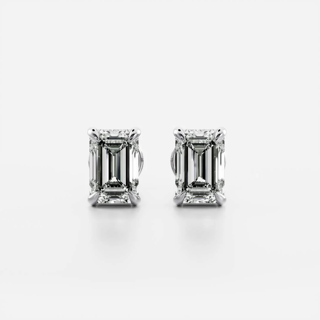 The Iris Earrings - Emerald Studs - Image 3