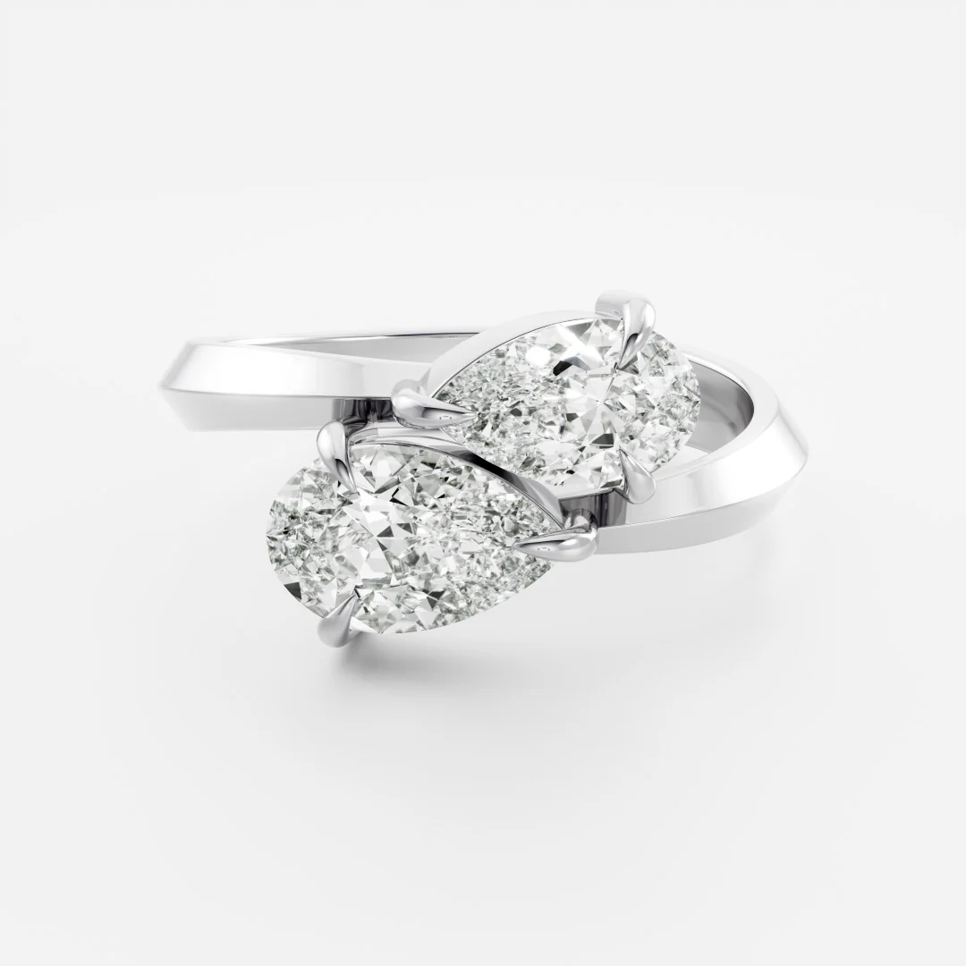 The Isabeau Ring - Twisted Knife Edge Pear Toi et Moi - Image 6