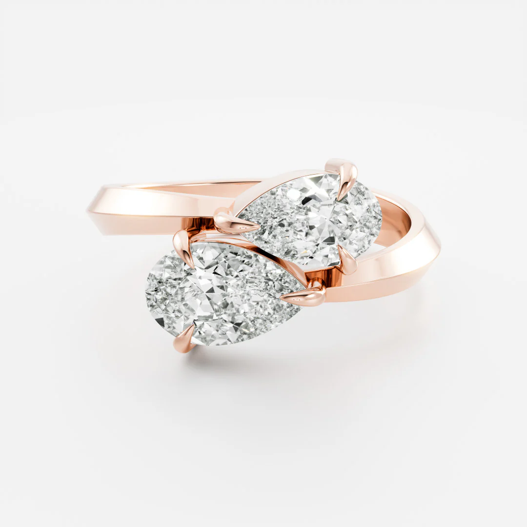 The Isabeau Ring - Twisted Knife Edge Pear Toi et Moi - Image 7