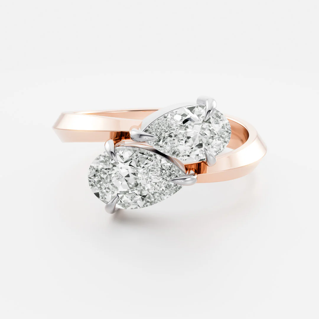 The Isabeau Ring - Twisted Knife Edge Pear Toi et Moi - Image 9