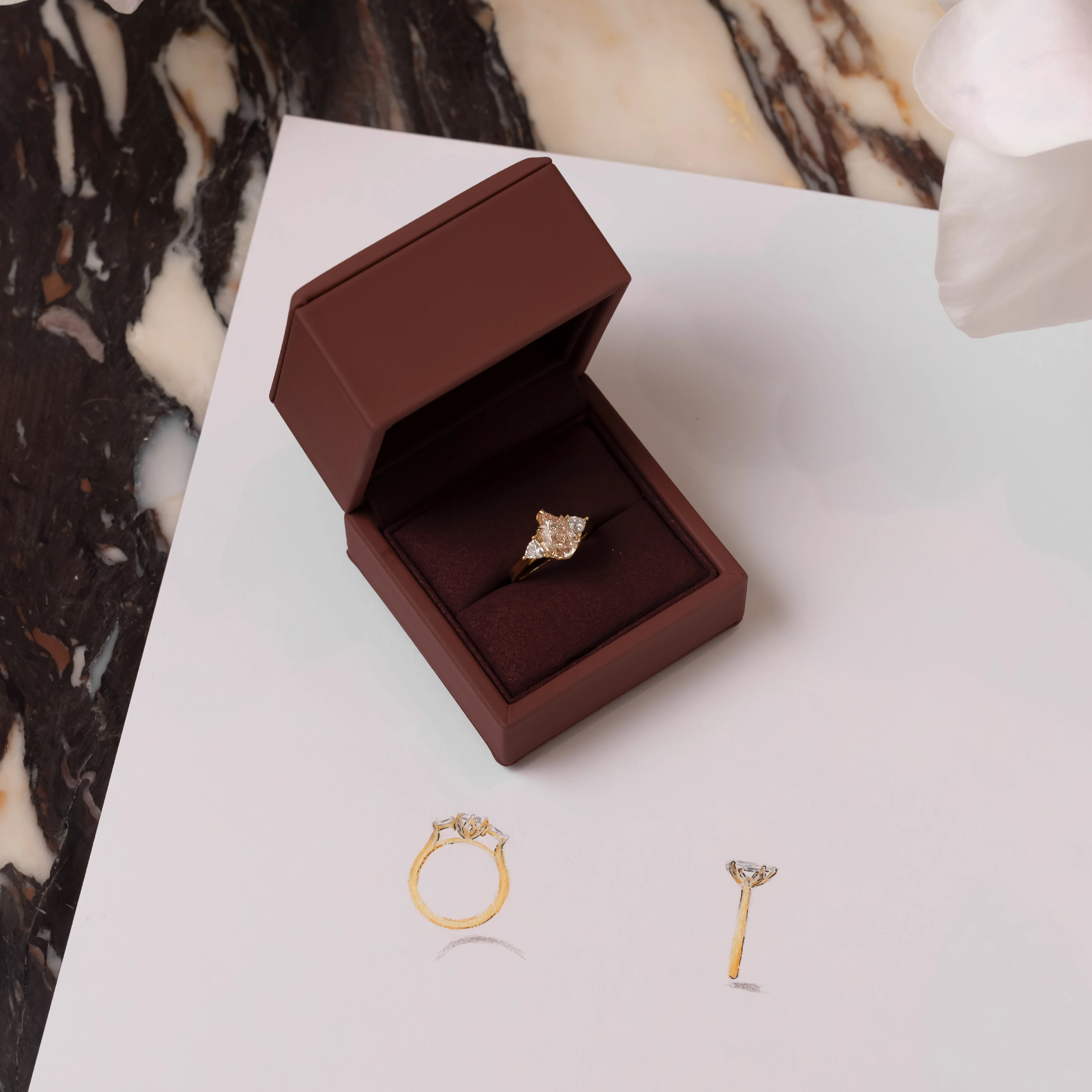 The Maelle Ring - 2.01ct Petal Prong Pear and Trillion Trilogy - Image 4
