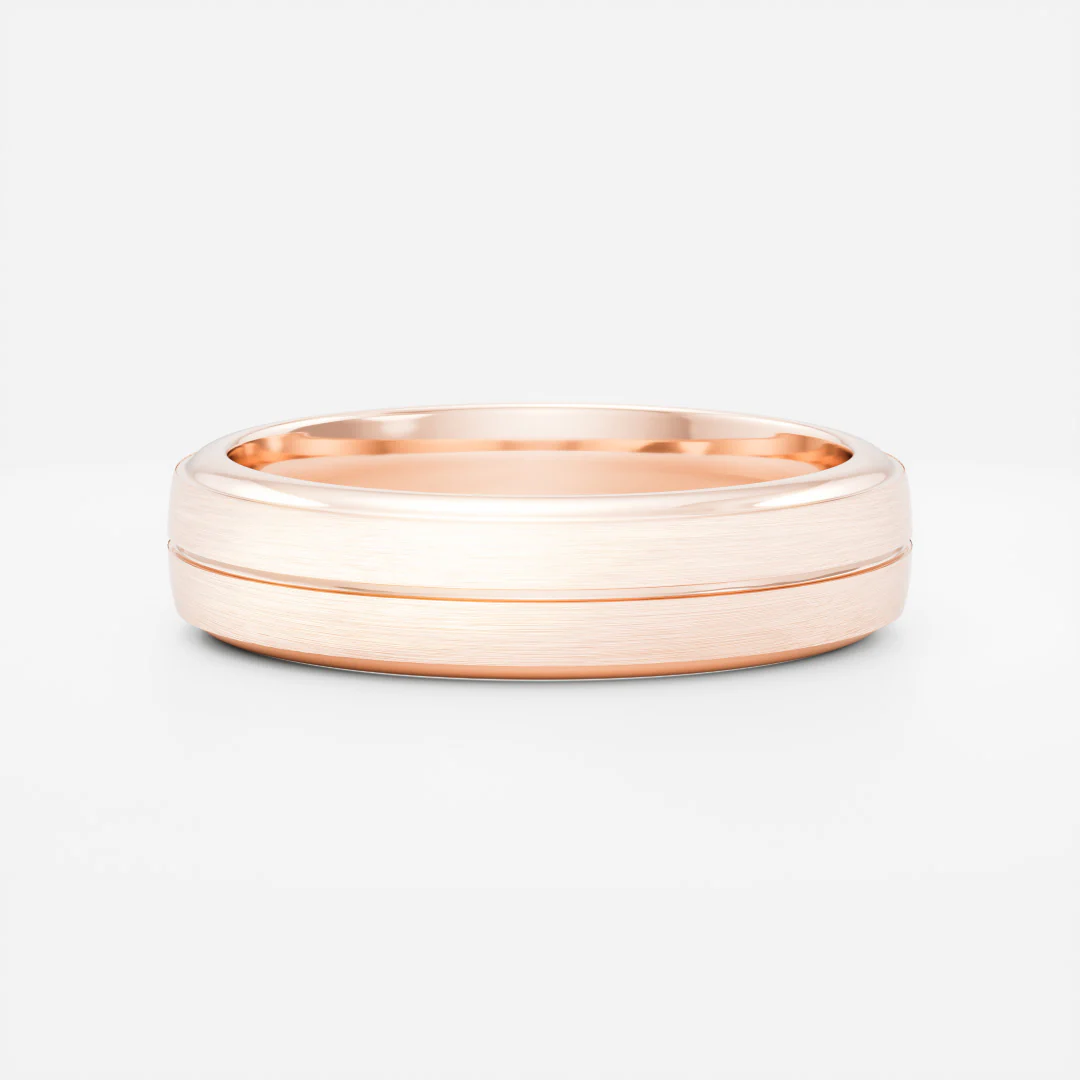 The Nikos Ring - Singular Grooved Brushed Men's Ceremonial Band - Image 4