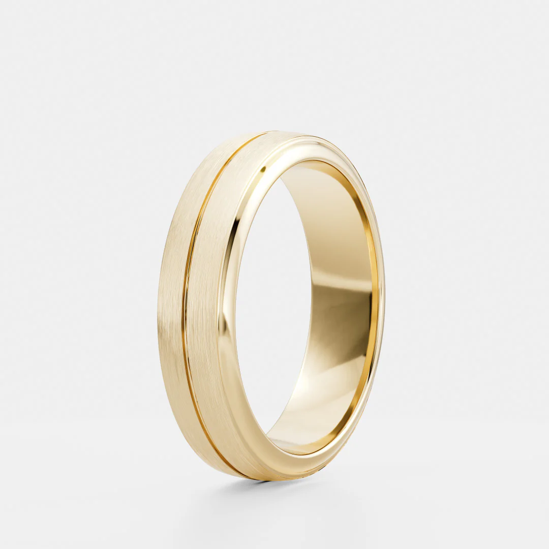 The Nikos Ring - Singular Grooved Brushed Men's Ceremonial Band - Image 5