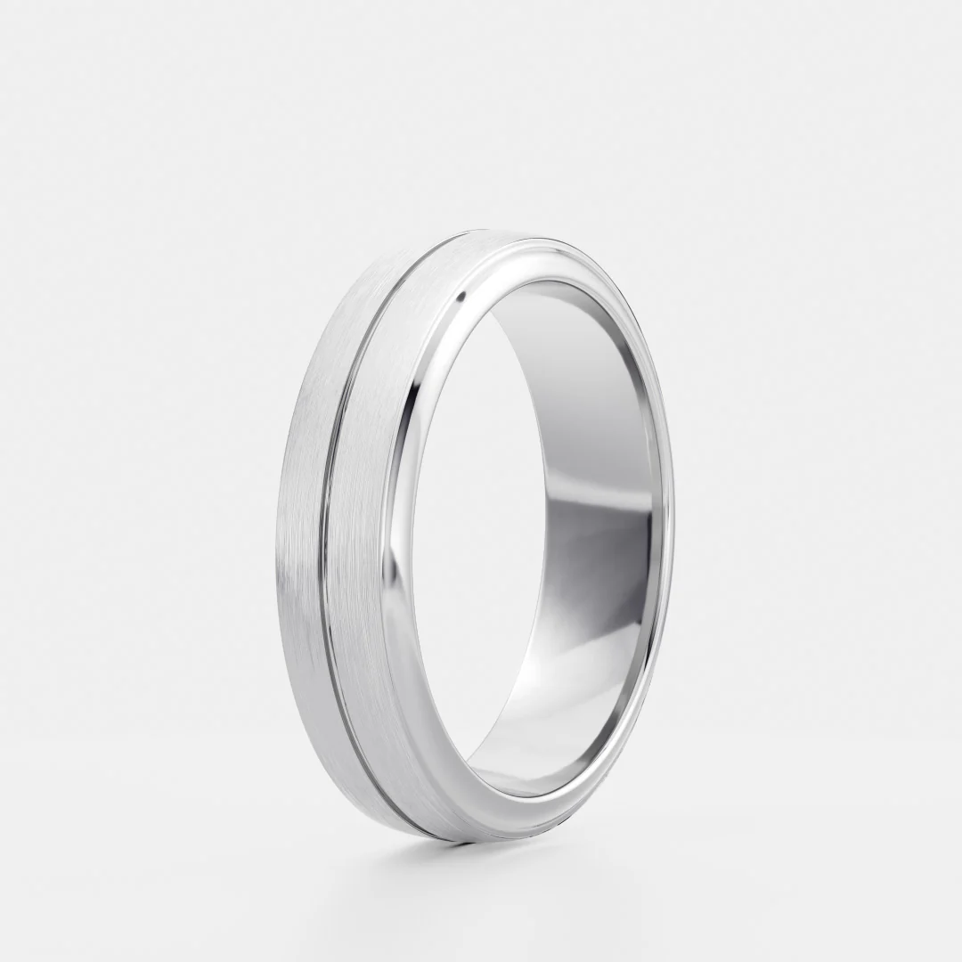The Nikos Ring - Singular Grooved Brushed Men's Ceremonial Band - Image 6