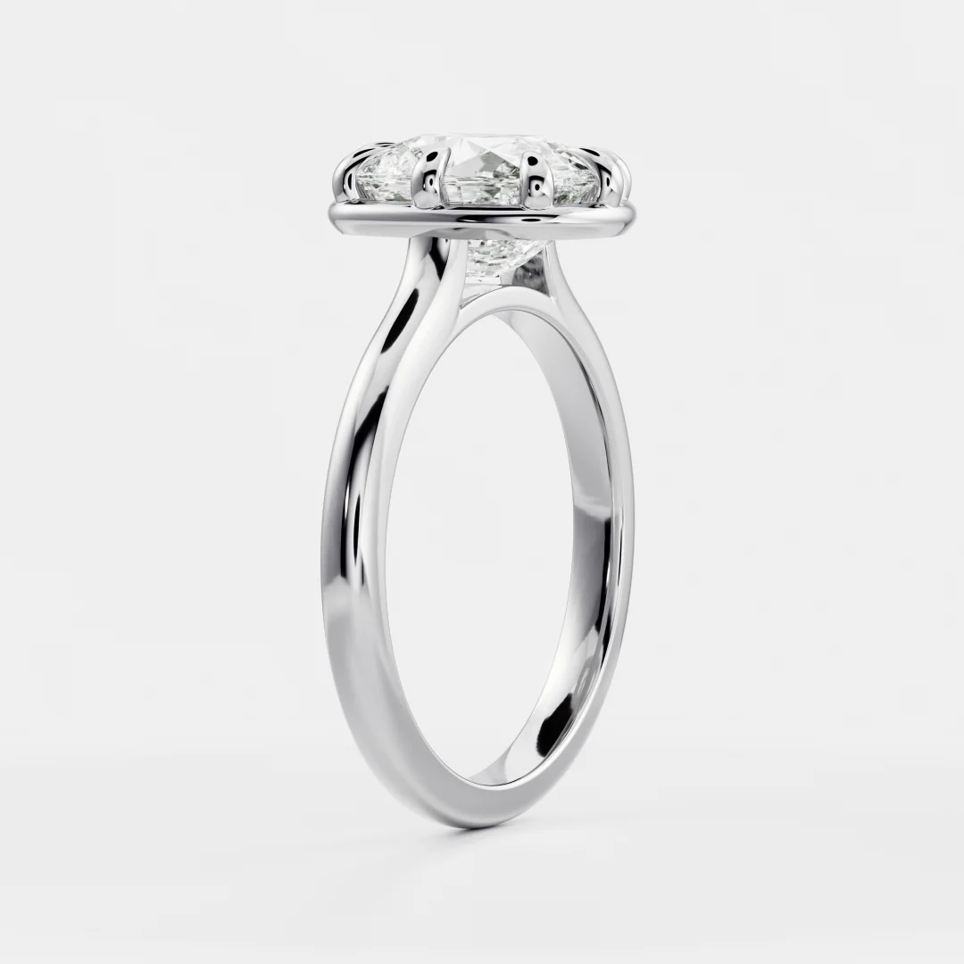 The Ophelia Ring - Elongated Cushion Cathedral Georgian Solitaire - Image 23