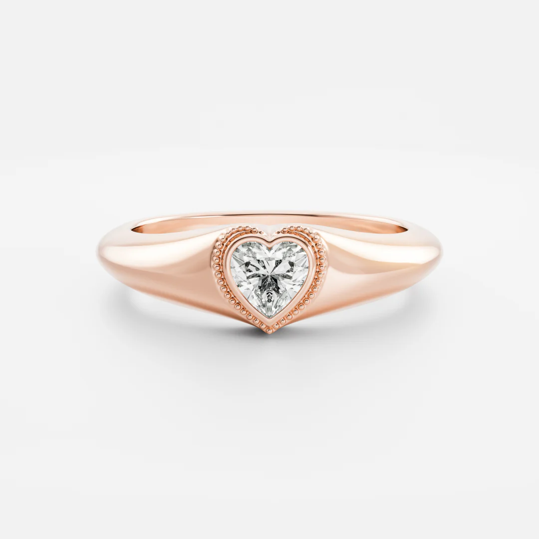 The Signature Heart Milgrain Signet Ring - Image 9