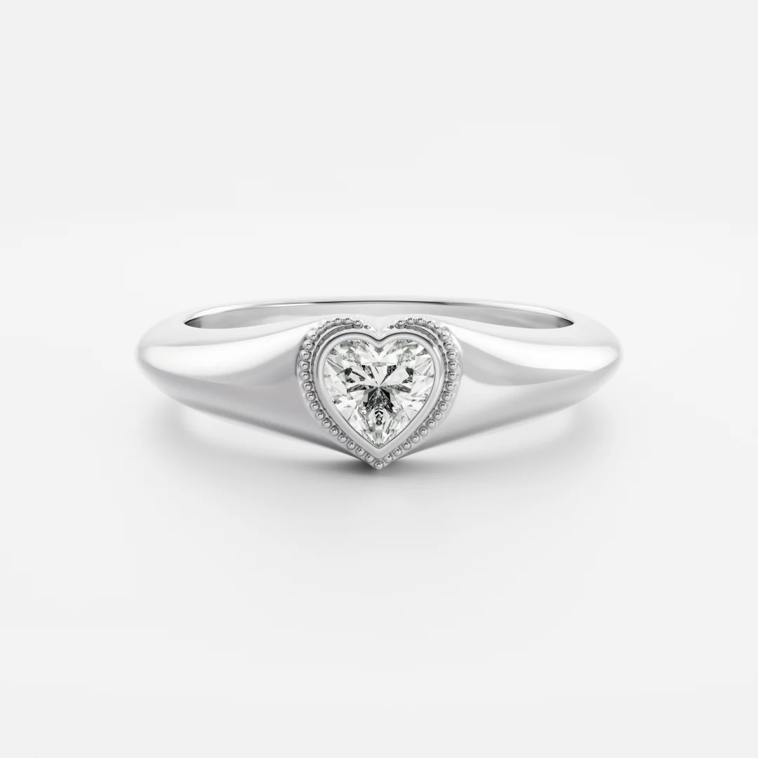 The Signature Heart Milgrain Signet Ring - Image 8