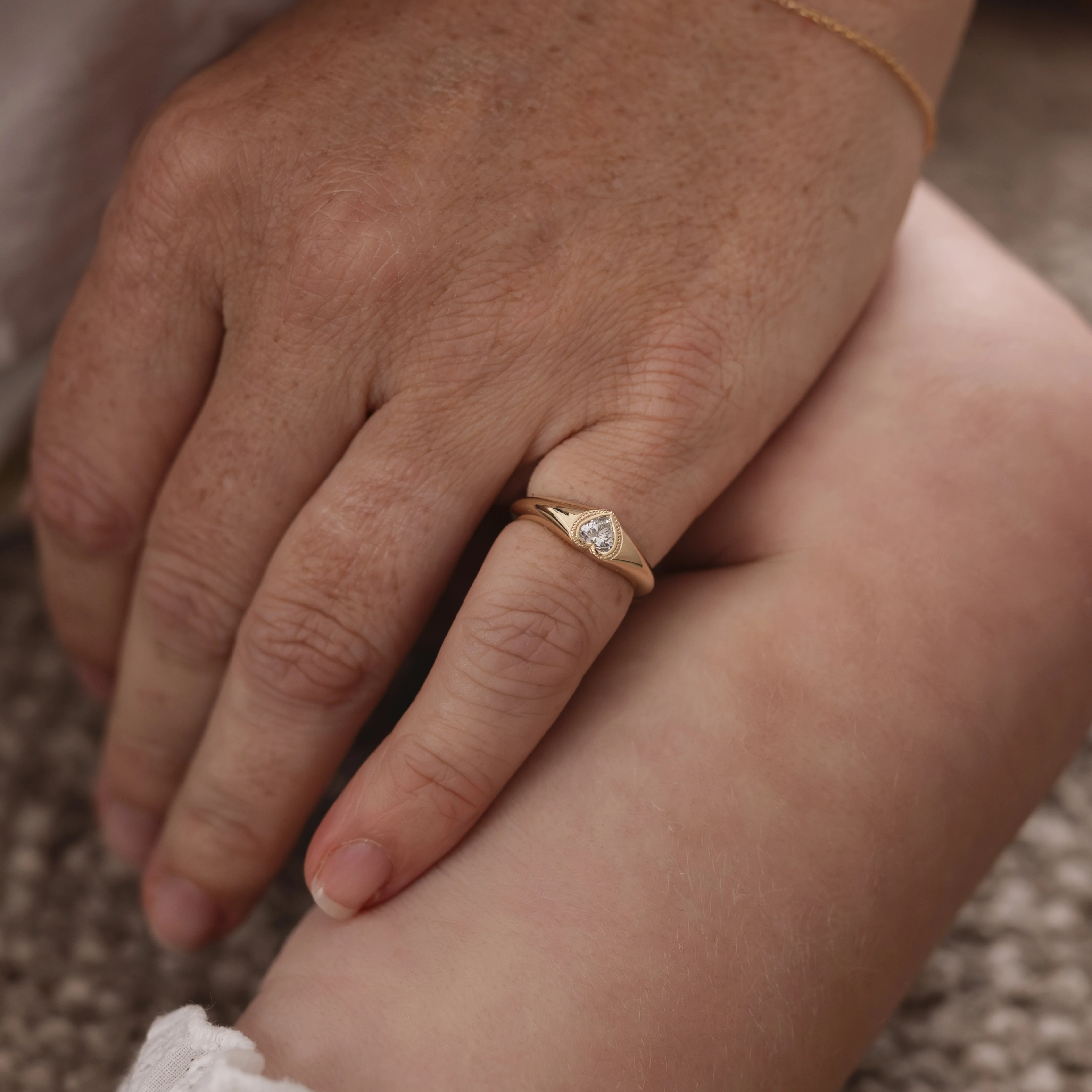 The Signature Heart Milgrain Signet Ring - Image 7