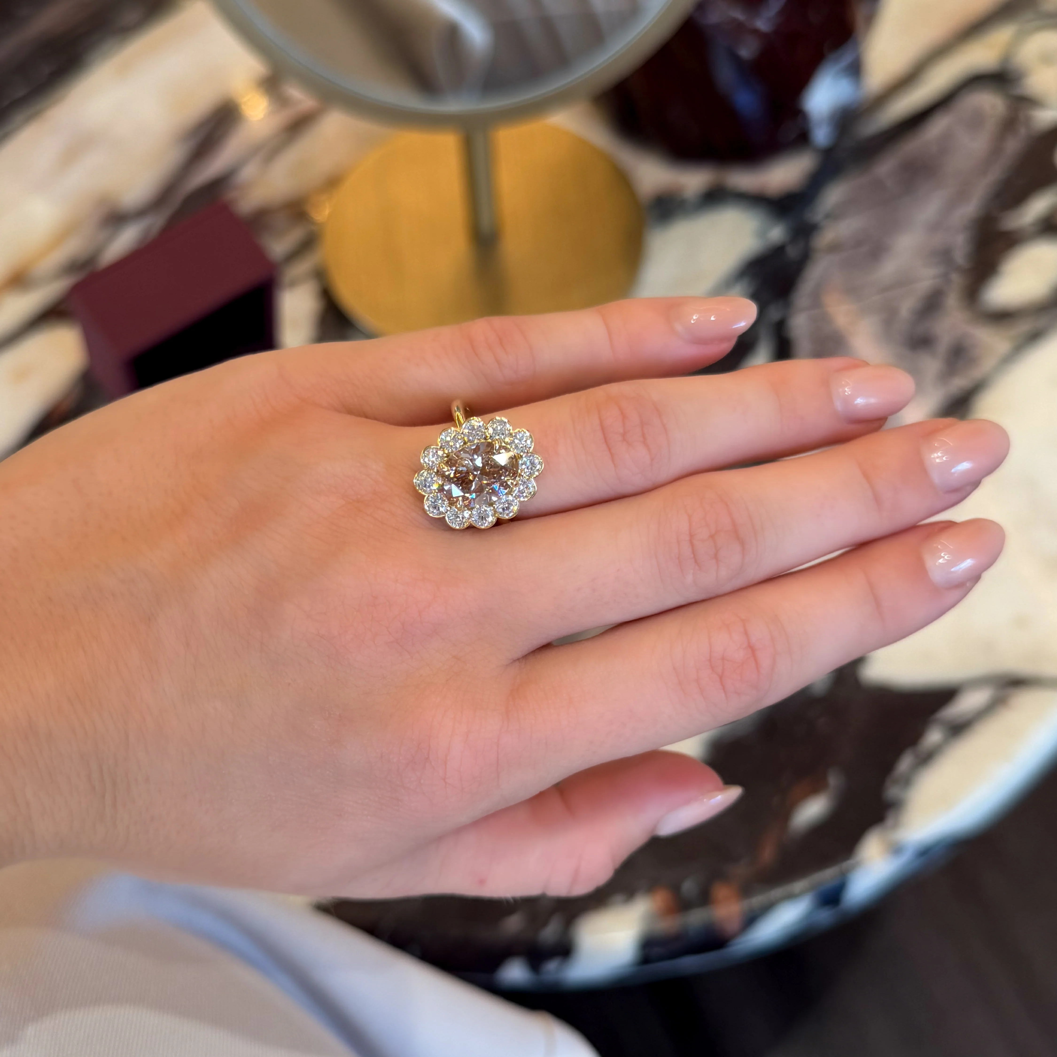 The Solara Ring - 3.00ct Oval Solitaire with Round Bezel Halo - Image 3