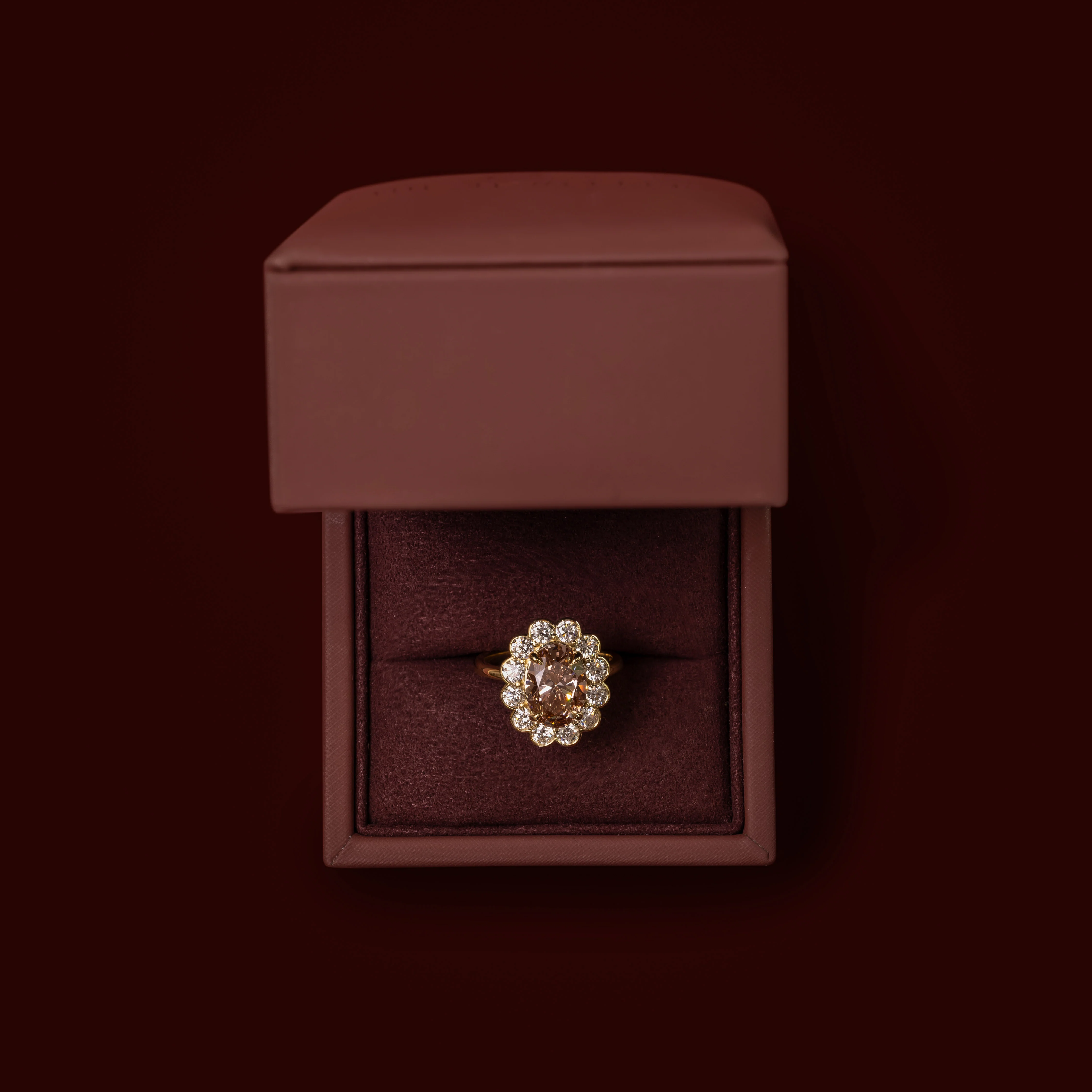 The Solara Ring - 3.00ct Oval Solitaire with Round Bezel Halo - Image 4