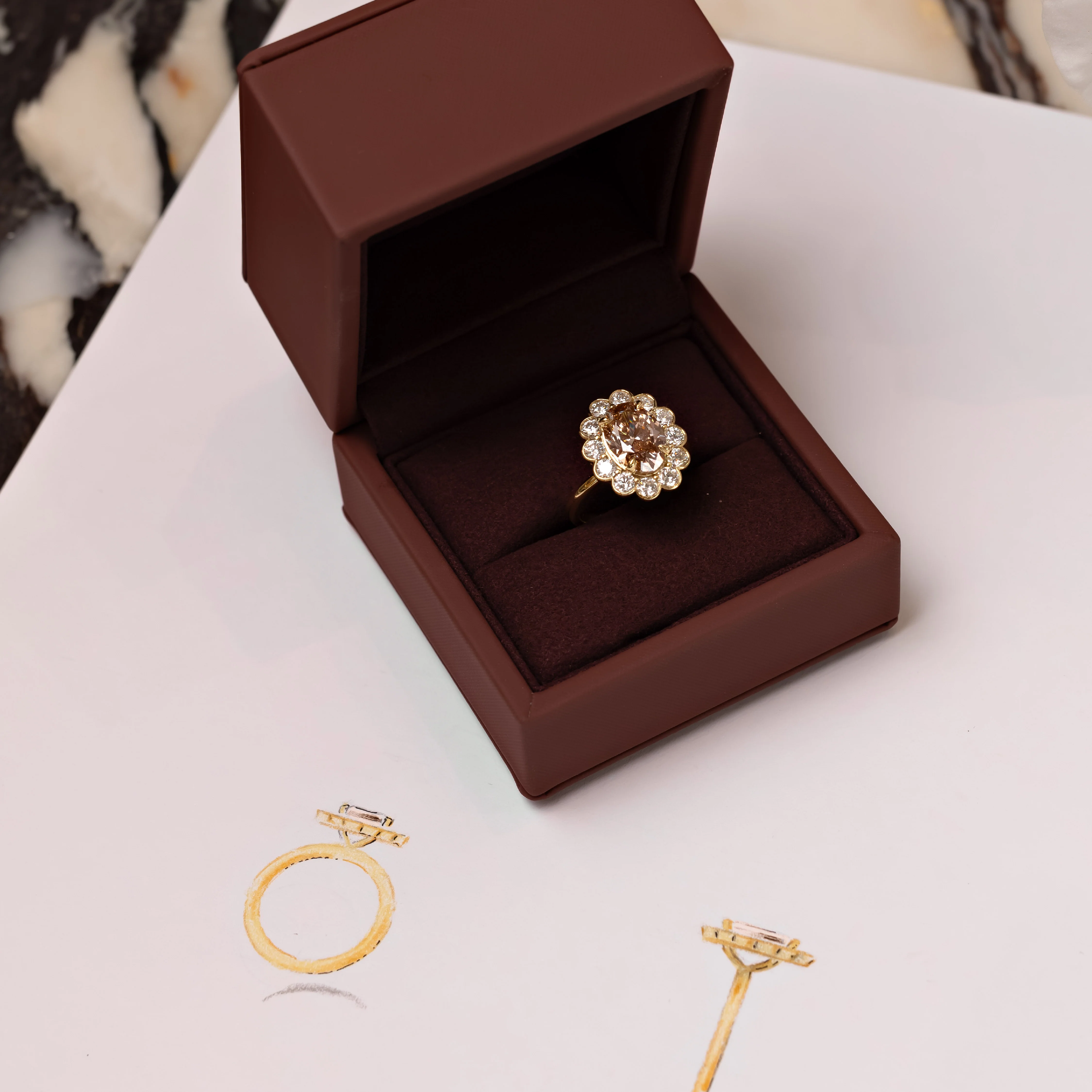 The Solara Ring - 3.00ct Oval Solitaire with Round Bezel Halo - Image 5