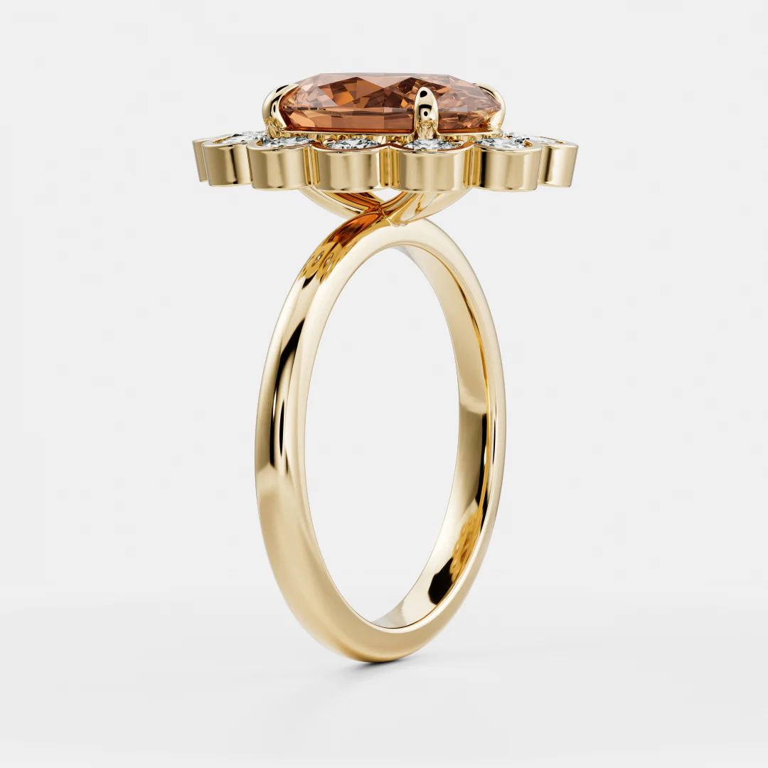 The Solara Ring - 3.00ct Oval Solitaire with Round Bezel Halo - Image 7