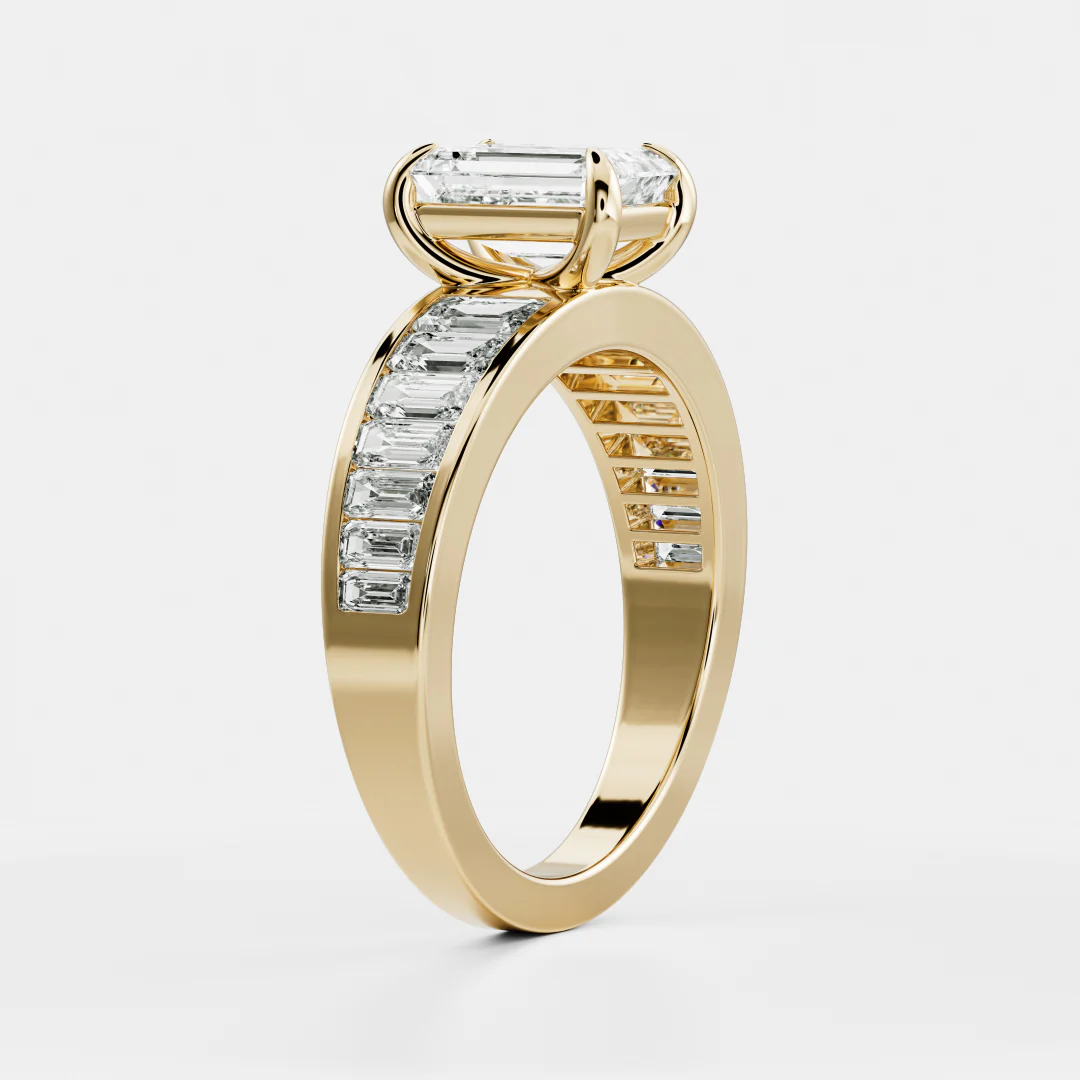 The Solene Ring - 1.52ct Emerald Solitaire with Baguette Band - Image 8