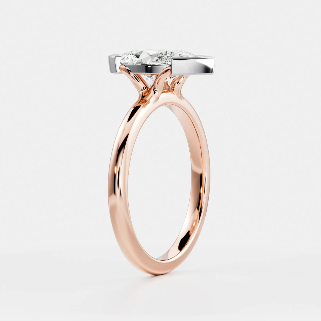 The Sophia Ring - Pear Half Bezel Solitaire - Image 13