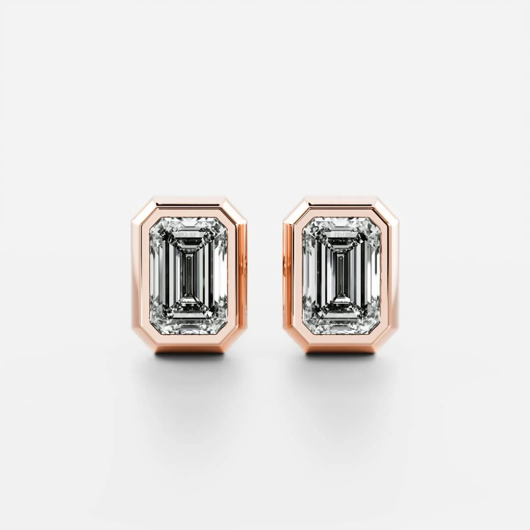 The Vera Earrings - Emerald Bezel Studs - Image 3