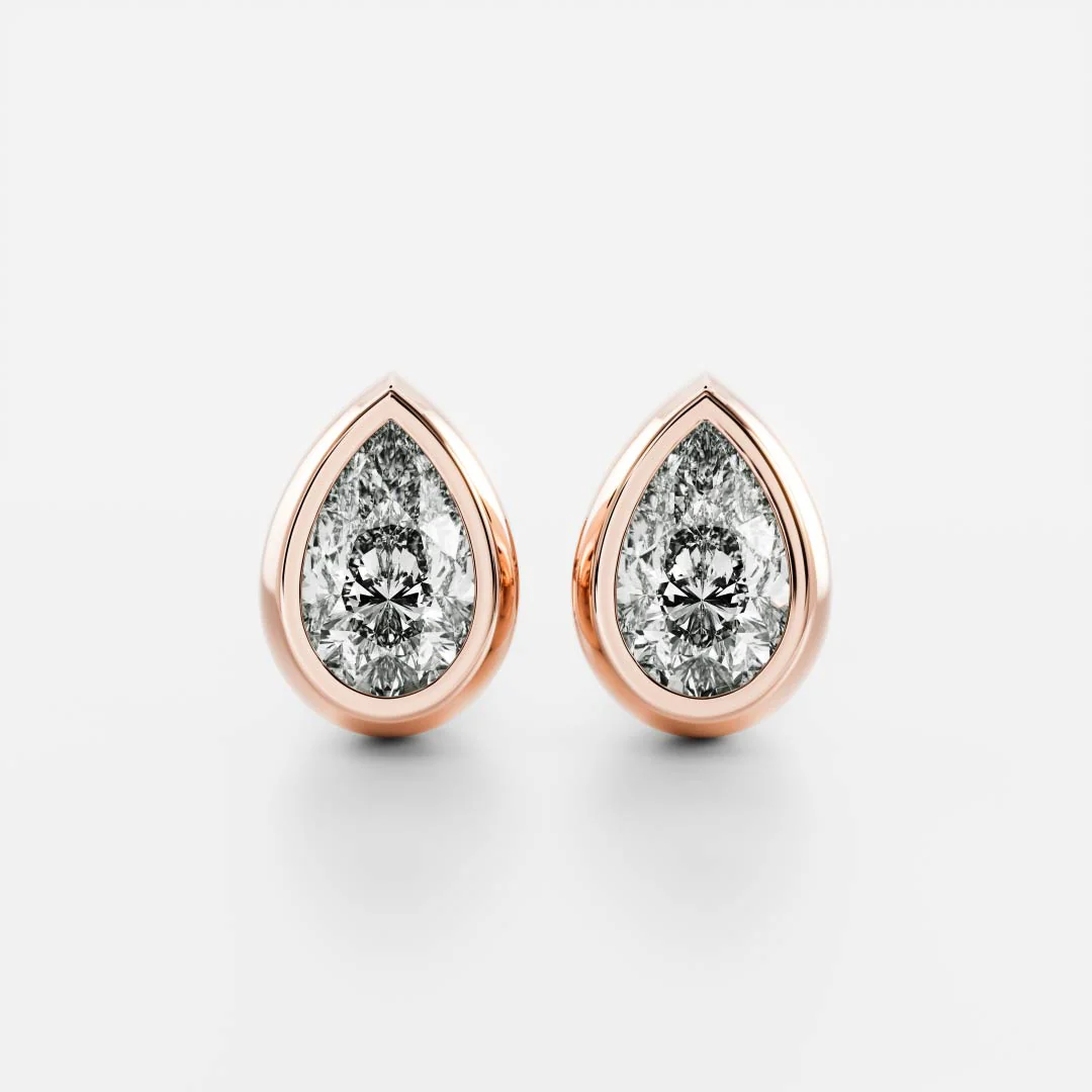 The Vera Earrings - Pear Bezel Studs - Image 3